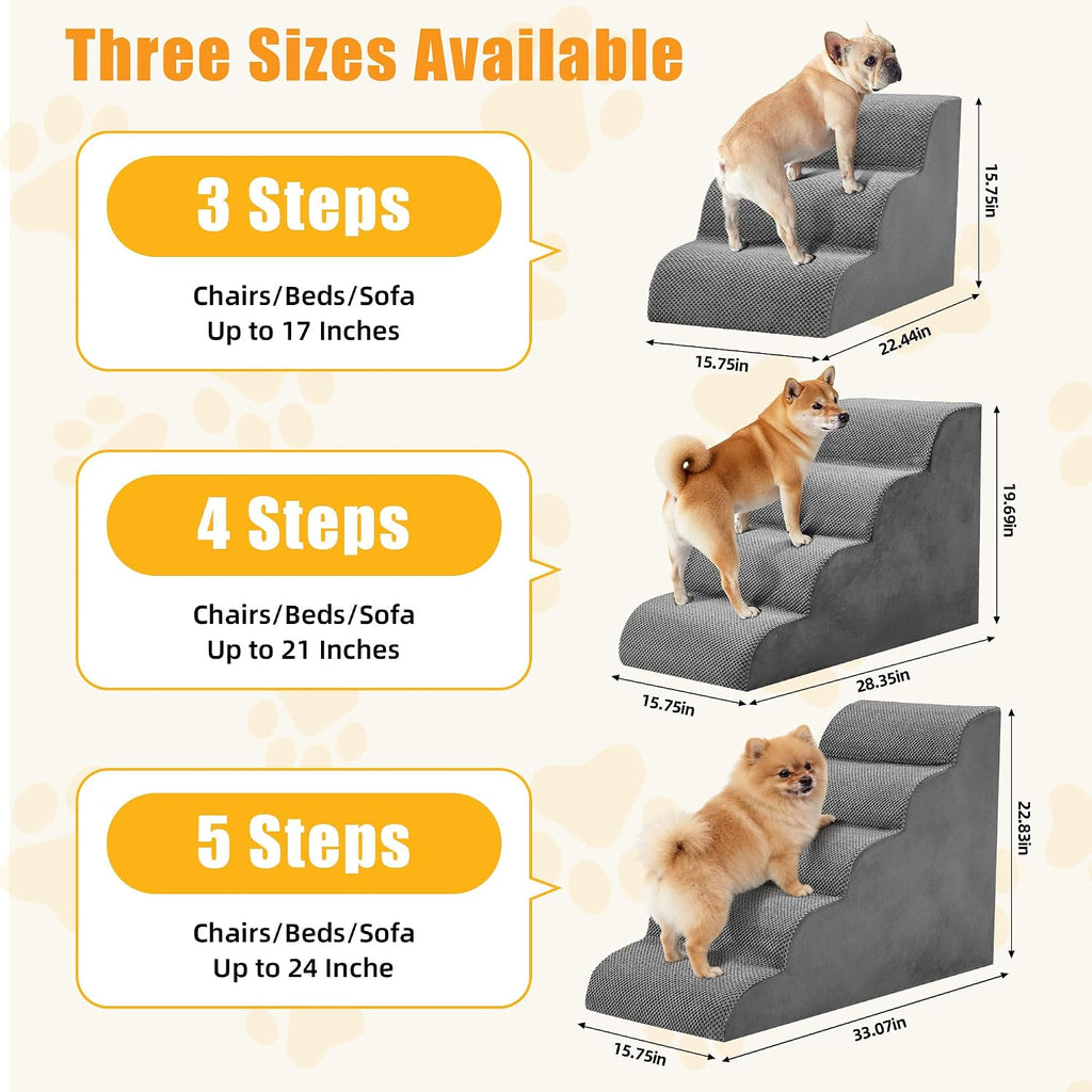 Cozy 4-Step Pet Stairs - Perfect Ramp for Small Dogs and Cats to Reach Sofas and Beds