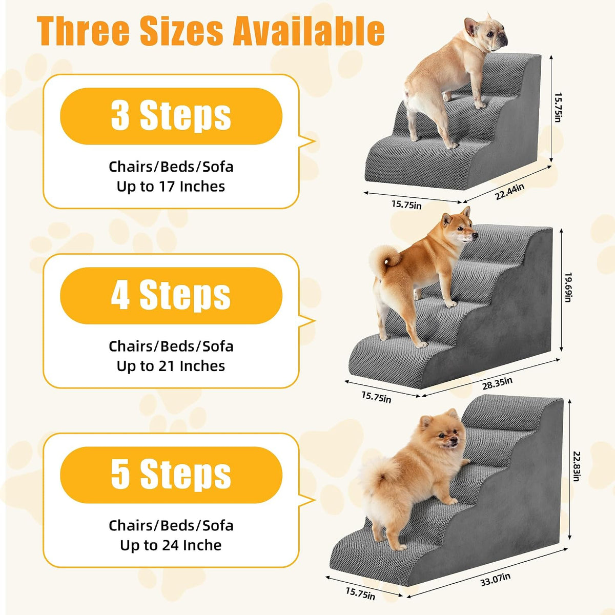 Cozy 4-Step Pet Stairs - Perfect Ramp for Small Dogs and Cats to Reach Sofas and Beds