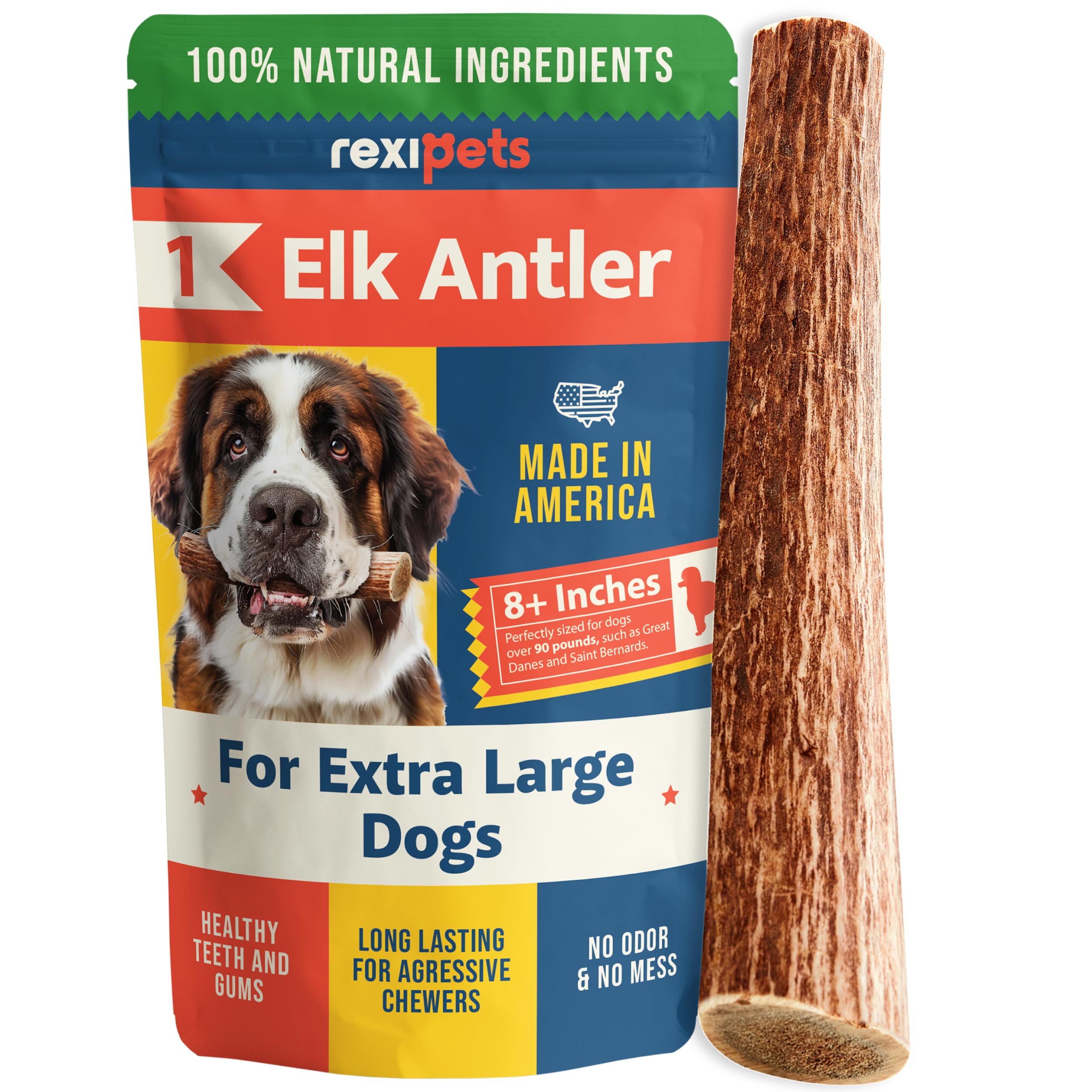 100% Natural - Antlers for Dogs - Naturally Shed in USA - Grade A Long Lasting Chew for Aggressive Chewers - Elk Antlers Dog Antler Chews - Real, Healthy Treats & Toys - No Odor & No Mess - Small