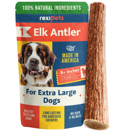 100% Natural - Antlers for Dogs - Naturally Shed in USA - Grade A Long Lasting Chew for Aggressive Chewers - Elk Antlers Dog Antler Chews - Real, Healthy Treats & Toys - No Odor & No Mess - Small