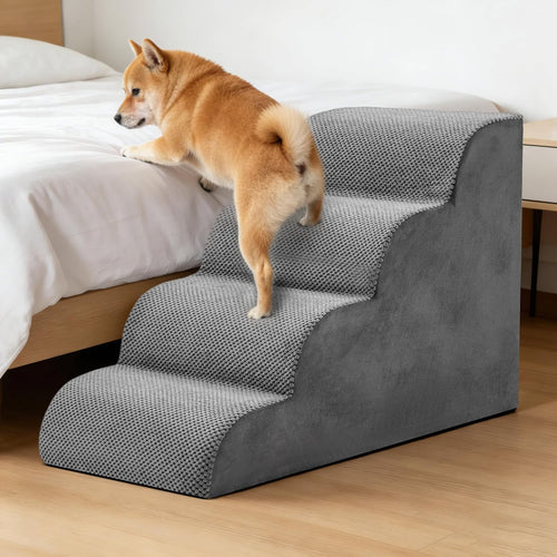 Cozy 4-Step Pet Stairs - Perfect Ramp for Small Dogs and Cats to Reach Sofas and Beds