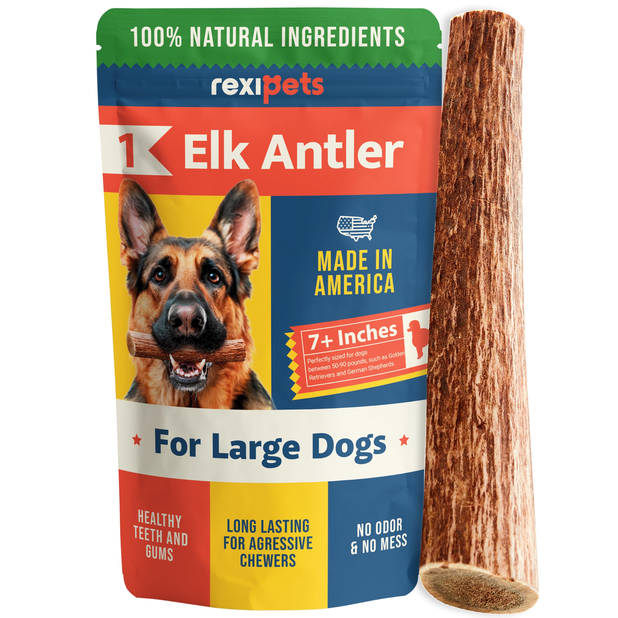 100% Natural - Antlers for Dogs - Naturally Shed in USA - Grade A Long Lasting Chew for Aggressive Chewers - Elk Antlers Dog Antler Chews - Real, Healthy Treats & Toys - No Odor & No Mess - Small