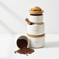 Kitchen Canisters 58 FL OZ Ceramic Food Storage Jar, Stackable Containers with Airtight Seal Wooden Lid for Serving Coffee Bean, Flour, Tea, Cookies and More (Navy)